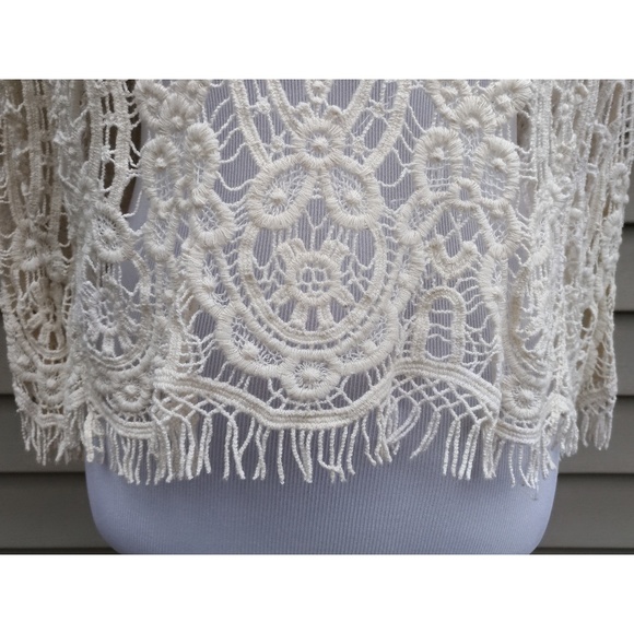 {LAST 2! SMALL} Cream Crochet Crop Top Blouse - Picture 3 of 7